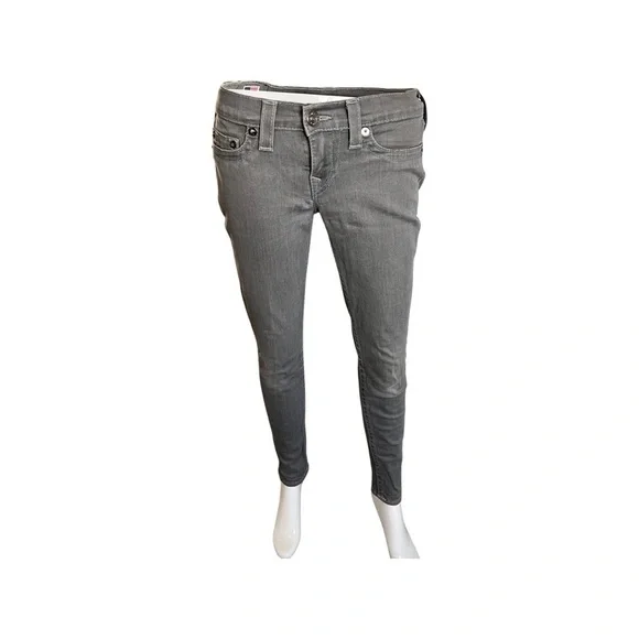 True Religion Grey Skinny Jeans Sz 27 - Picture 2 of 8